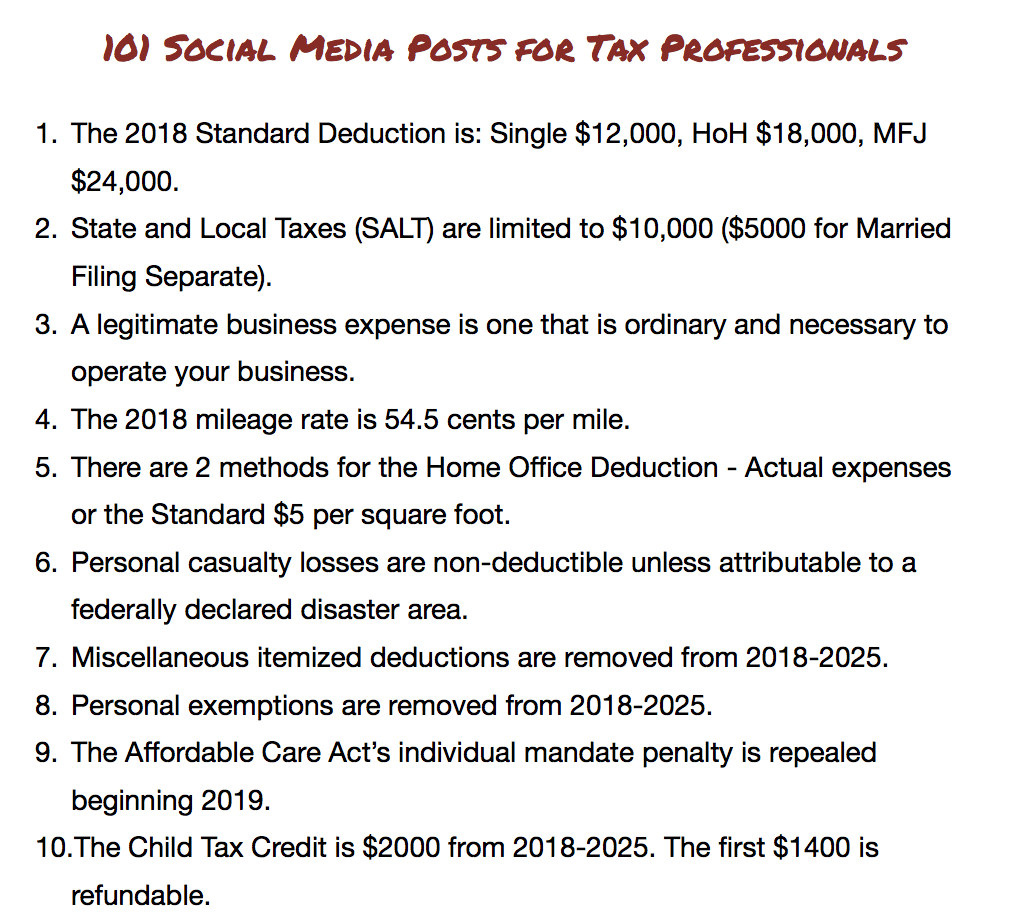 For Tax Pros: 101 Social Media Posts for Tax Professionals – Home Biz ...